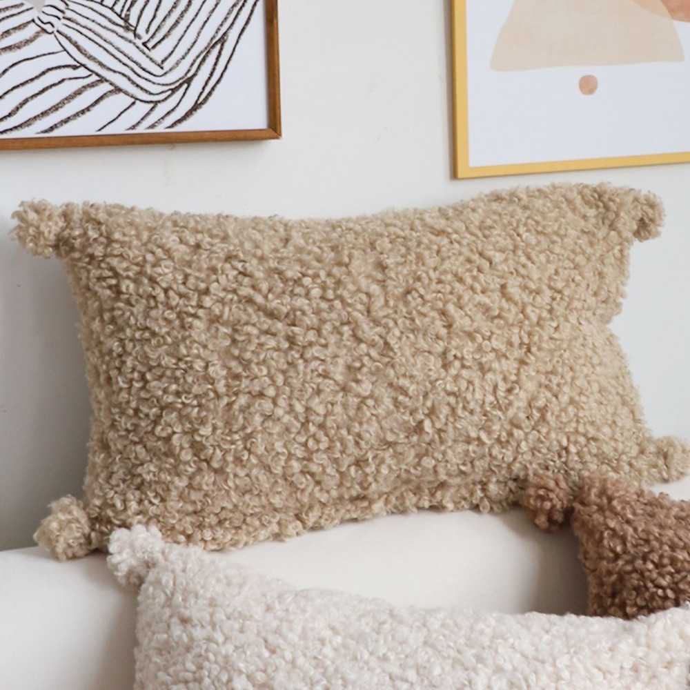 SOGA 2X 30x50cm Caramel Boucle Luxury Pillowcase 4