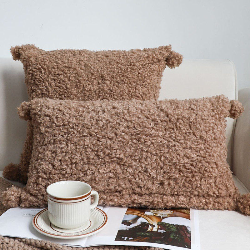 SOGA 2X 30x50cm Sage Green Textured Lumbar Pillow With Tassels 0