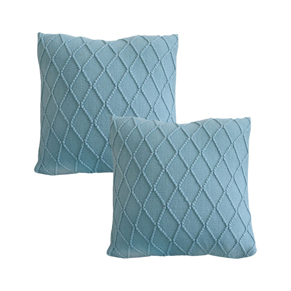 SOGA 2X 45cm Sky Blue Diamond Knit Pillowcase 1