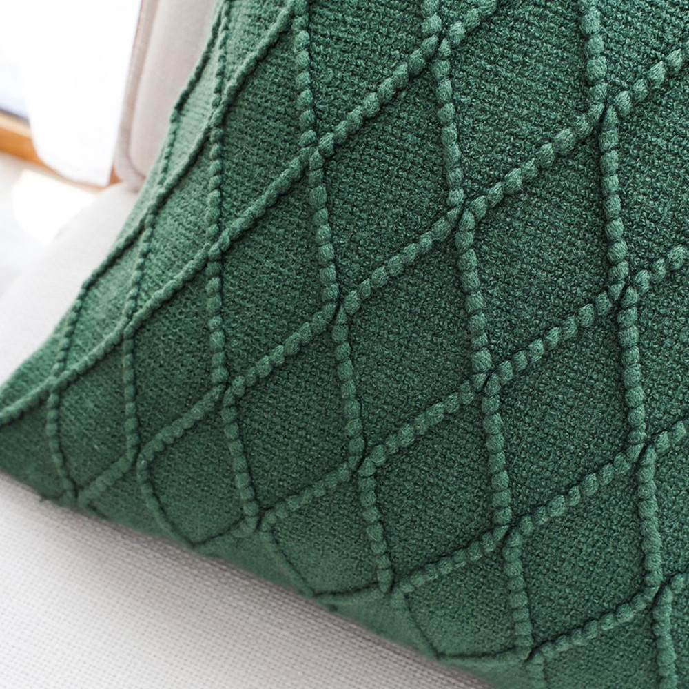 SOGA 2X 45cm Forest Green Diamond Knit Pillowcase 4