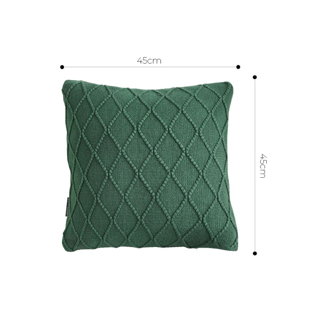 SOGA 2X 45cm Forest Green Diamond Knit Pillowcase 2