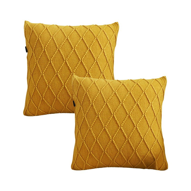 SOGA 2X 45cm Sunshine Yellow Diamond Knit Pillowcase 1