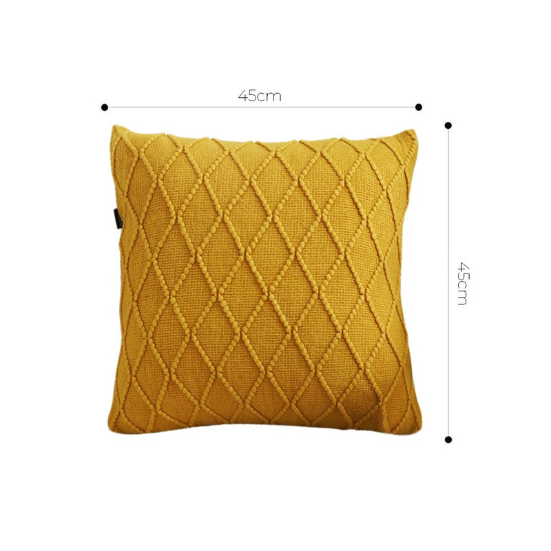 SOGA 2X 45cm Sunshine Yellow Diamond Knit Pillowcase 2