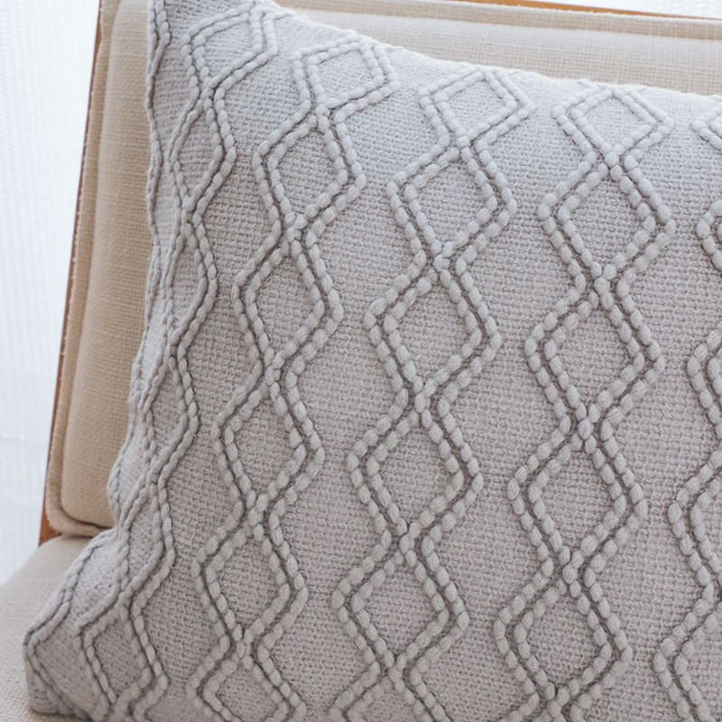 SOGA 2X 45cm Light Gray Diamond Knit Pillowcase 4