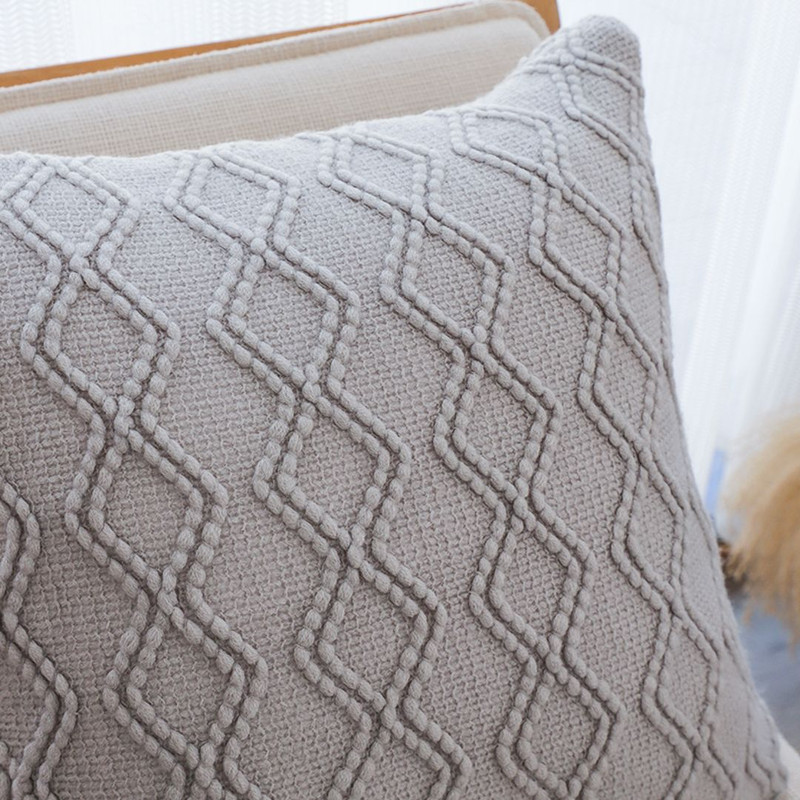 SOGA 2X 45cm Light Gray Diamond Knit Pillowcase 6