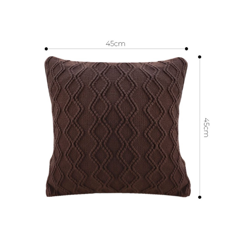 SOGA 2X 45cm Deep Chocolate Brown Diamond Knit Pillowcase 2