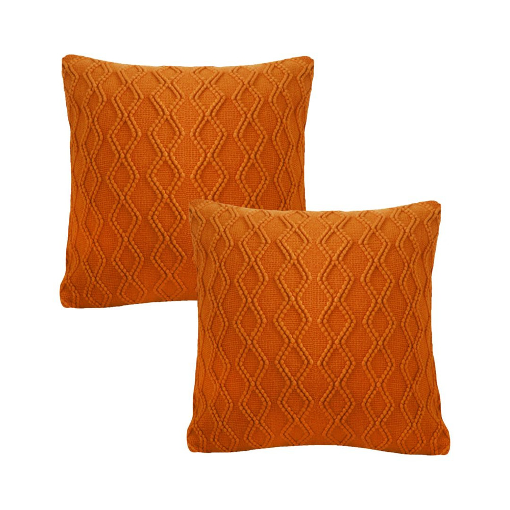 SOGA 2X 45cm Burnt Orange Diamond Knit Pillowcase 1