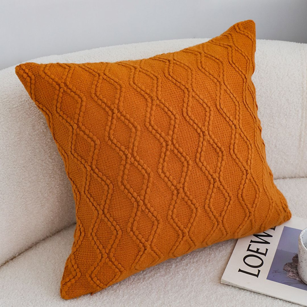 SOGA 2X 45cm Burnt Orange Diamond Knit Pillowcase 3