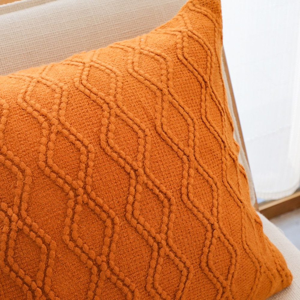 SOGA 2X 45cm Burnt Orange Diamond Knit Pillowcase 5