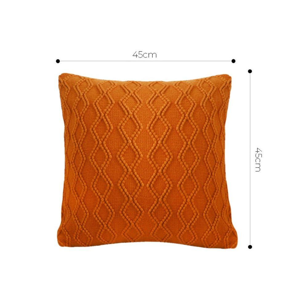SOGA 2X 45cm Burnt Orange Diamond Knit Pillowcase 2