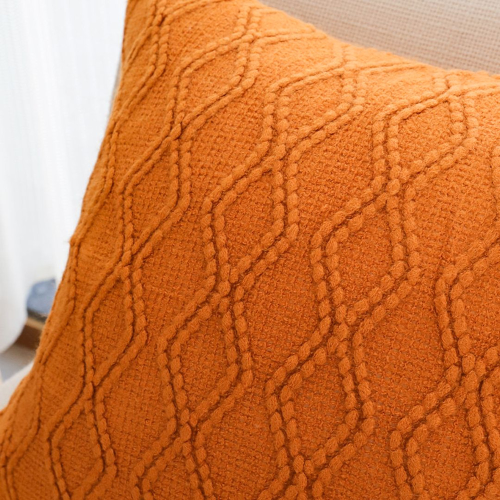 SOGA 2X 45cm Burnt Orange Diamond Knit Pillowcase 6