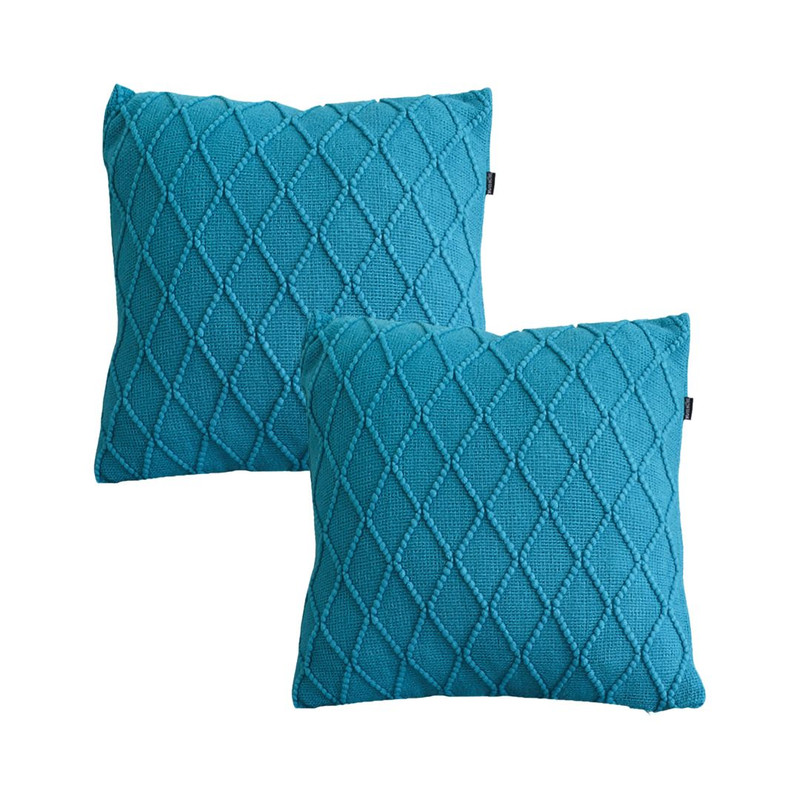 SOGA 2X 45cm Turquoise Diamond Knit Pillowcase 1
