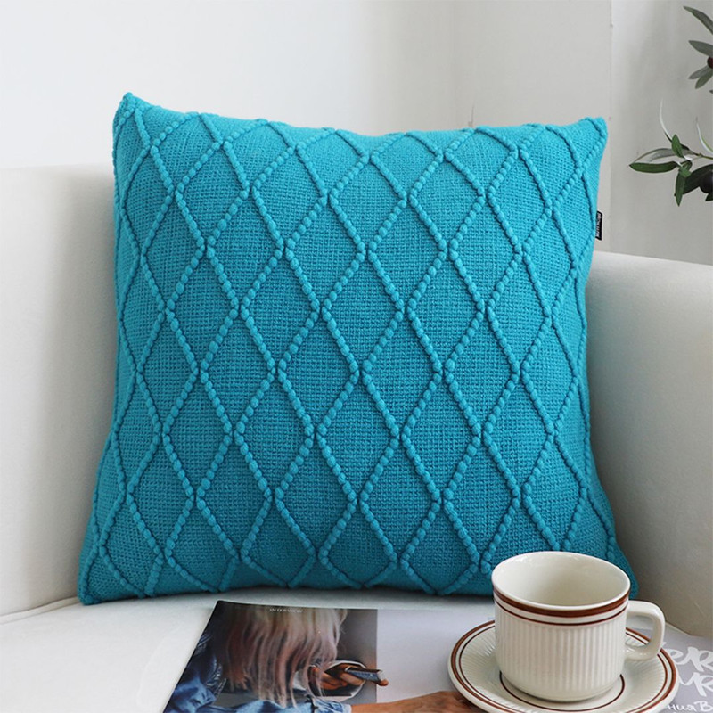 SOGA 2X 45cm Turquoise Diamond Knit Pillowcase 0