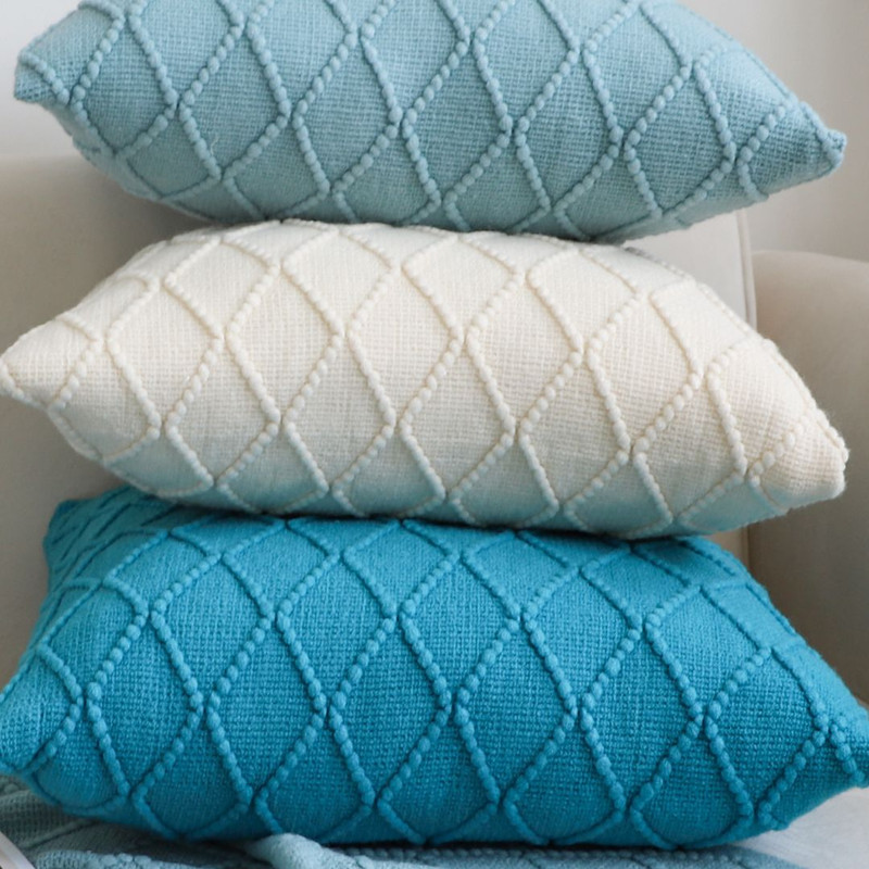 SOGA 2X 45cm Turquoise Diamond Knit Pillowcase 3