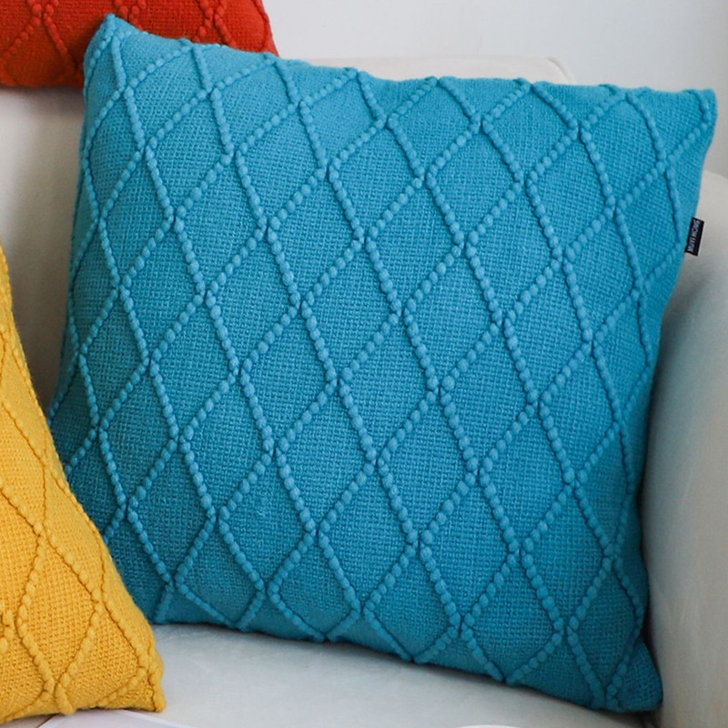 SOGA 2X 45cm Turquoise Diamond Knit Pillowcase 4