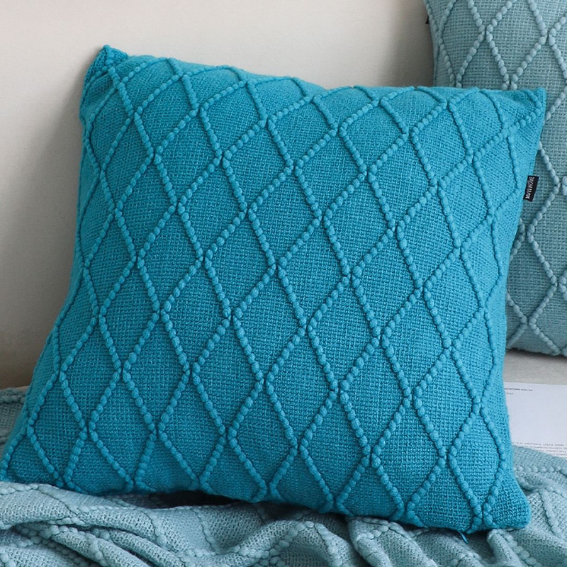 SOGA 2X 45cm Turquoise Diamond Knit Pillowcase 5