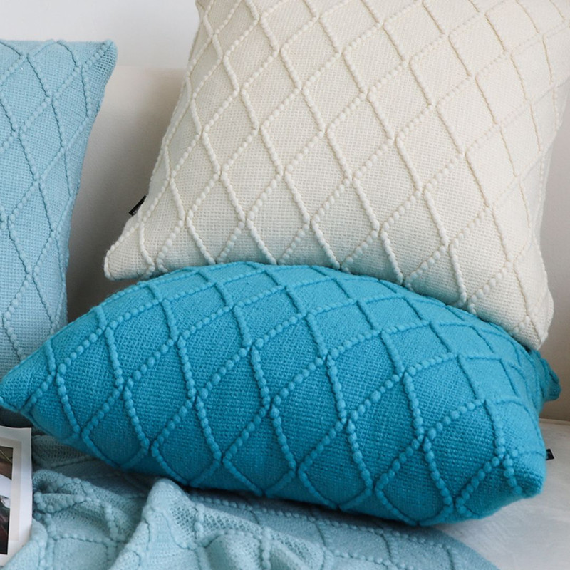 SOGA 2X 45cm Turquoise Diamond Knit Pillowcase 6