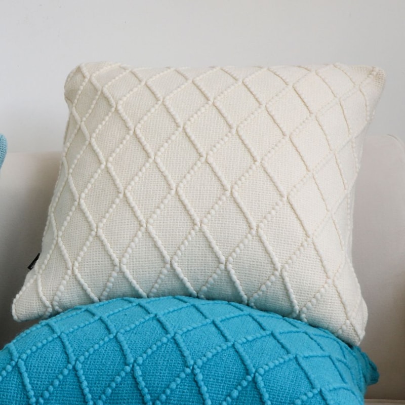 SOGA 2X 45cm Cream Cable Knit Diamond Pattern Pillow Cover 4