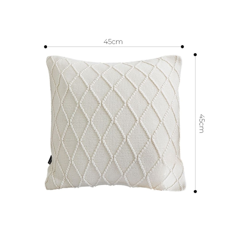 SOGA 2X 45cm Cream Cable Knit Diamond Pattern Pillow Cover 5