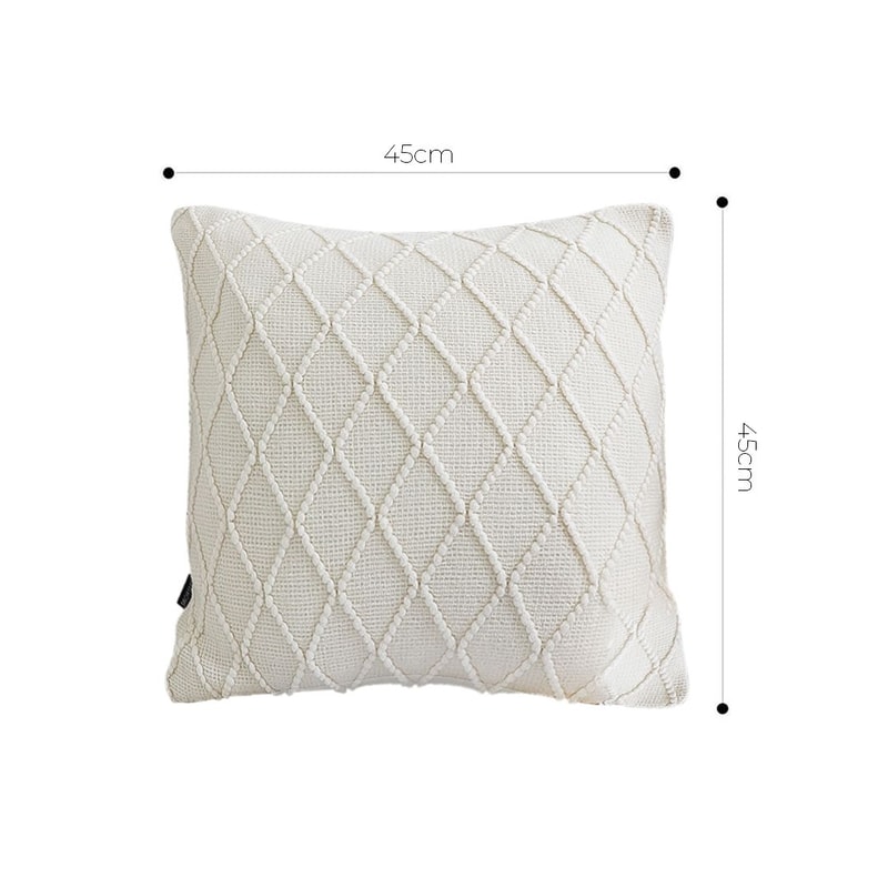 SOGA 2X 45cm Cream Cable Knit Diamond Pattern Pillow Cover 5