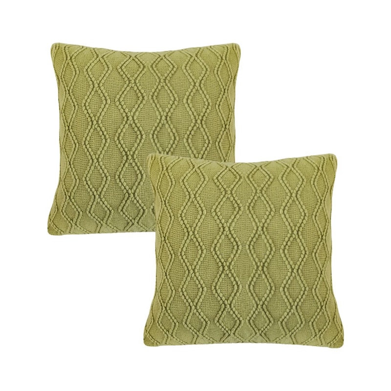 SOGA 2X 45cm Sage Green Cable Knit Pillow Cover 1