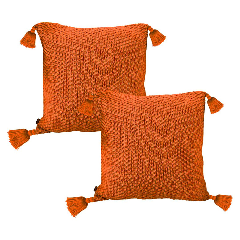 SOGA 2X 50cm Chunky Knit Pillowcase Coral Orange 1