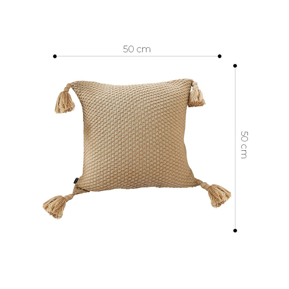 SOGA 2X 50cm Chunky Knit Pillowcase Warm Beige 2