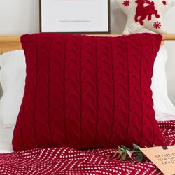 soga 2x 45cm cable knit pillowcase (deep red)