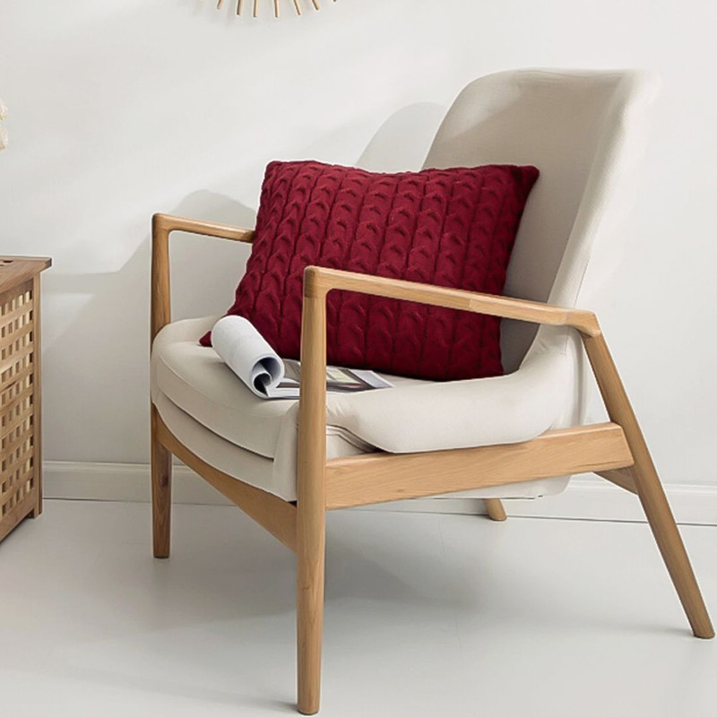 SOGA 2X 45cm Cable Knit Pillowcase Deep Red 3