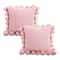 SOGA 2X 45cm Textured Pillowcase With PomPom Trim Soft Pink 1