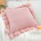 SOGA 2X 45cm Textured Pillowcase With PomPom Trim Soft Pink 2