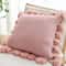 SOGA 2X 45cm Textured Pillowcase With PomPom Trim Soft Pink 3