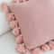 SOGA 2X 45cm Textured Pillowcase With PomPom Trim Soft Pink 5