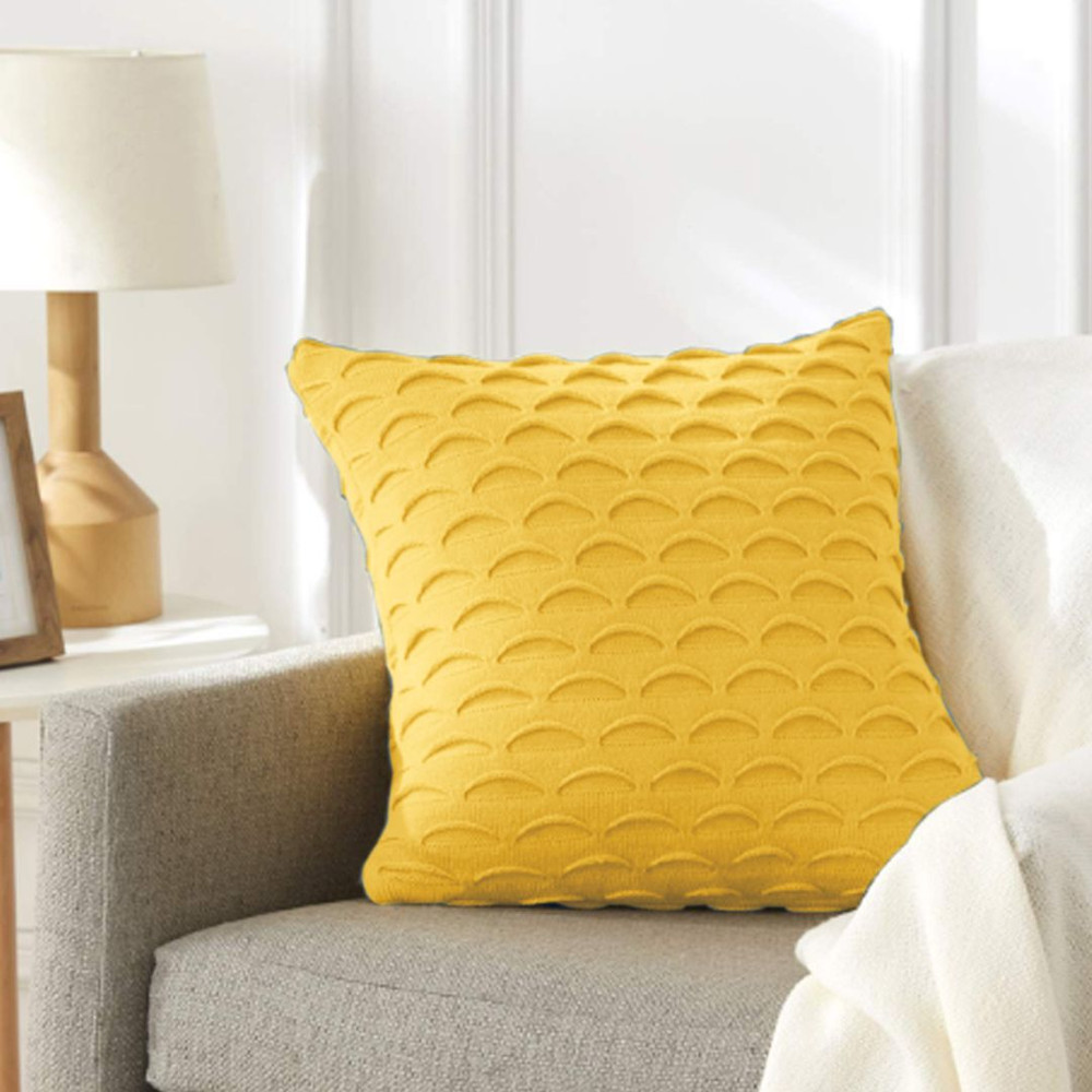 SOGA 2X 45cm Scalloped Wave Pillowcase Sunshine Yellow 3