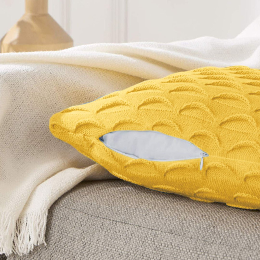 SOGA 2X 45cm Scalloped Wave Pillowcase Sunshine Yellow 4