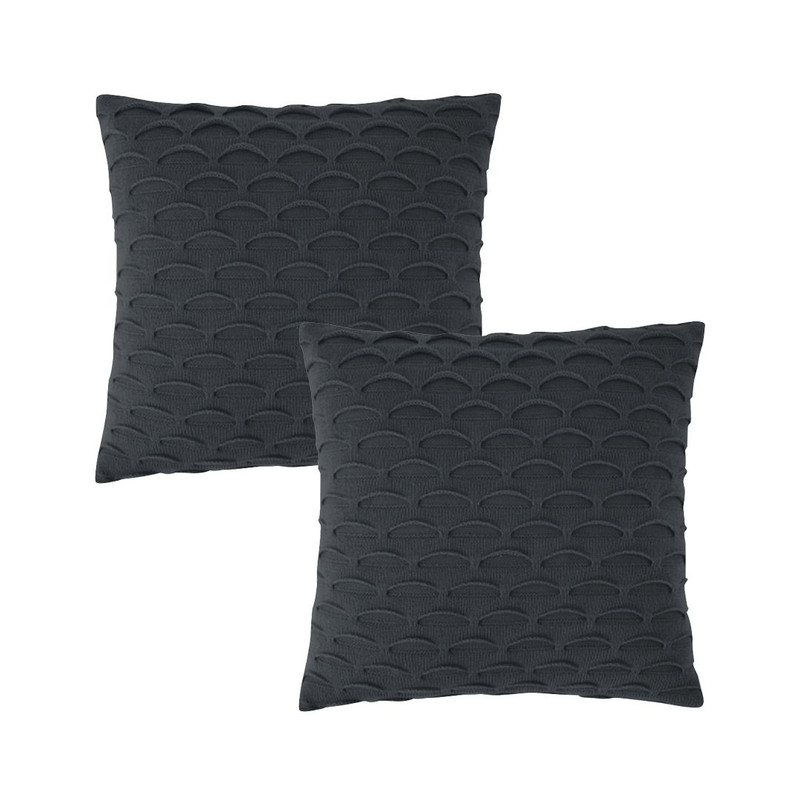 SOGA 2X 45cm Scalloped Wave Pillowcase Charcoal Gray 1