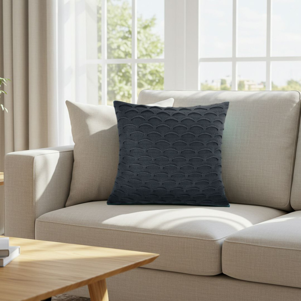 SOGA 2X 45cm Scalloped Wave Pillowcase Charcoal Gray 6