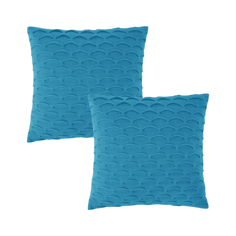 SOGA 2X 45cm Scalloped Wave Pillowcase Turquoise Blue 1
