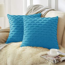 soga 2x 45cm scalloped wave pillowcase (turquoise blue)