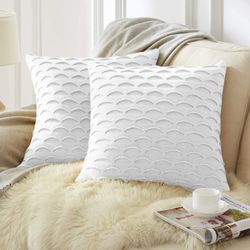 soga 2x 45cm scalloped wave pillowcase (pure white)