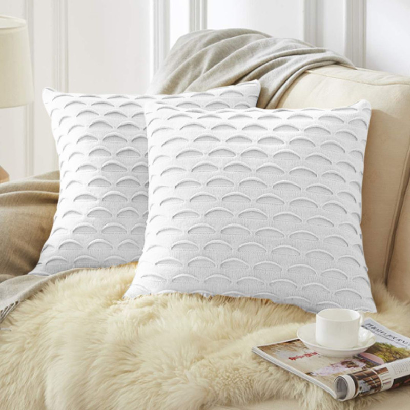 SOGA 2X 45cm Scalloped Wave Pillowcase Pure White 0