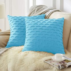 soga 2x 45cm scalloped wave pillowcase (soft mint)