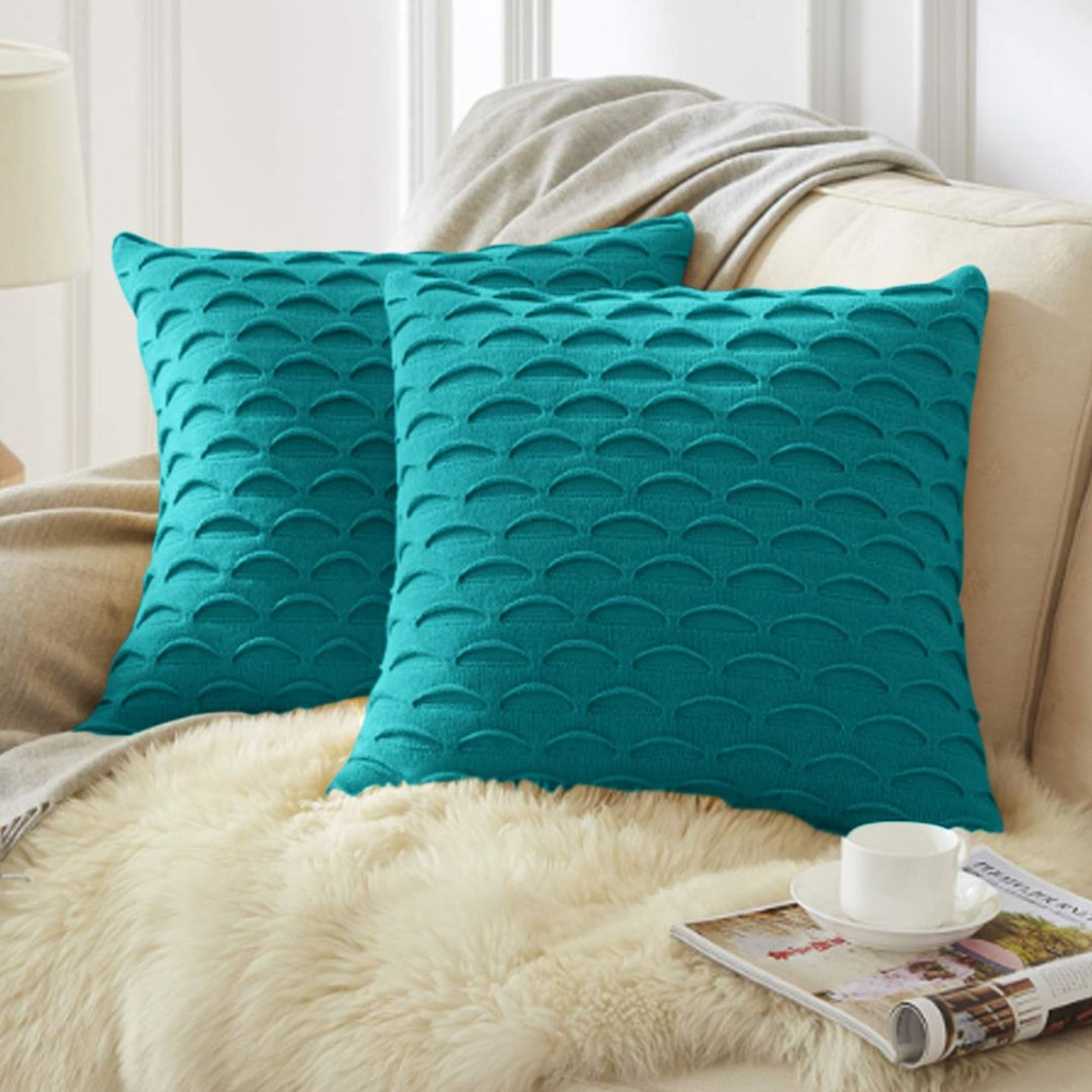 SOGA 2X 45cm Scalloped Wave Pillowcase Teal Green 0