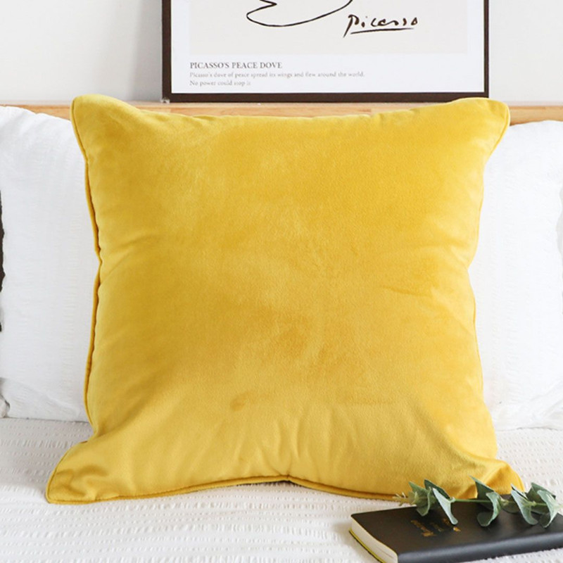 SOGA 2X 45cm Velvet Pillowcase Golden Yellow 6