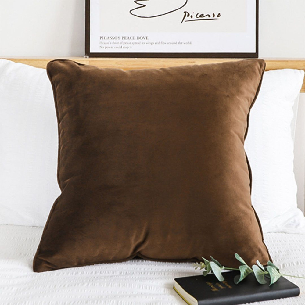 SOGA 2X 45cm Velvet Pillowcase Rich Brown 0