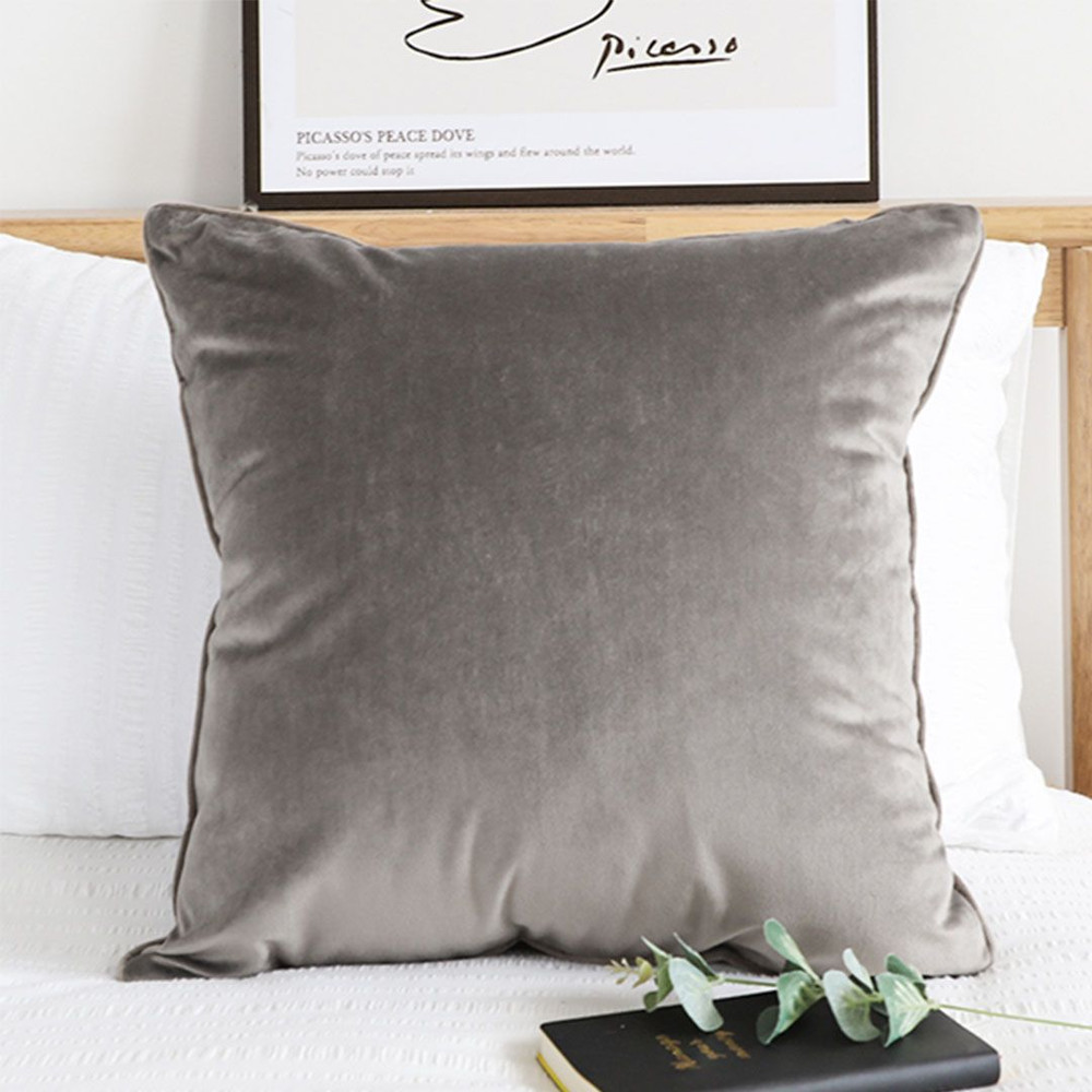 SOGA 2X 45cm Velvet Pillowcase Dove Gray 0