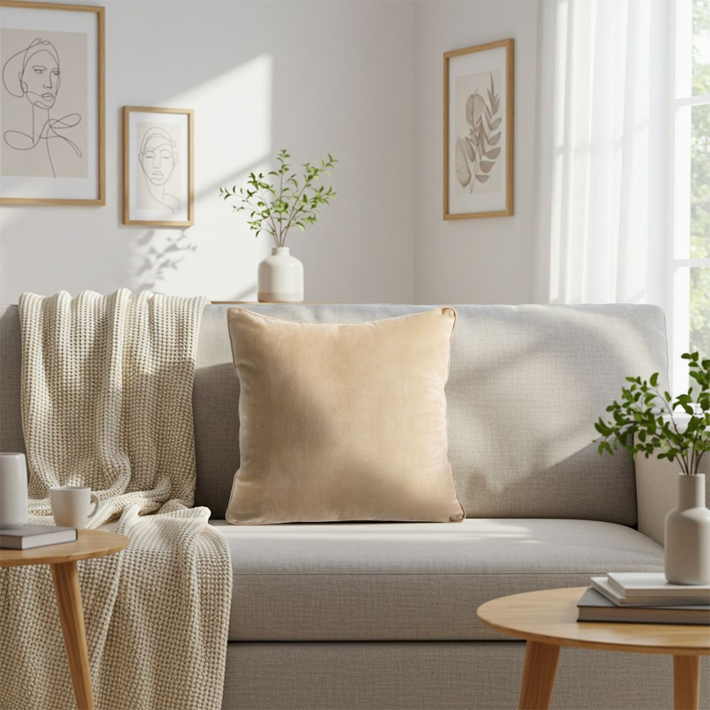 SOGA 2X 45cm Velvet Pillowcase Champagne Beige 2