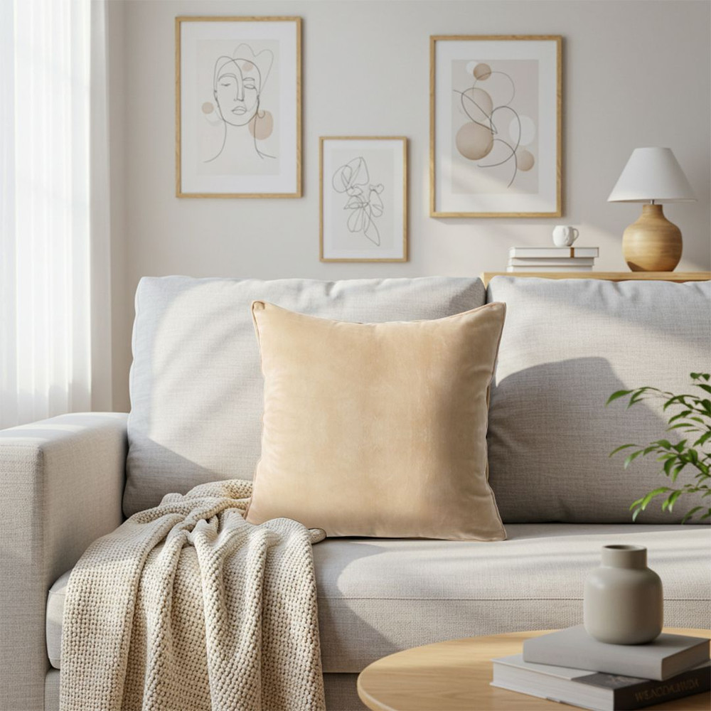 SOGA 2X 45cm Velvet Pillowcase Champagne Beige 3