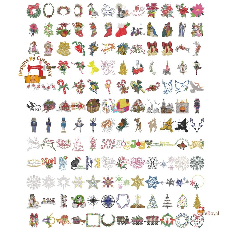 Bundle Of 144 Christmas Embroidery Designs 1