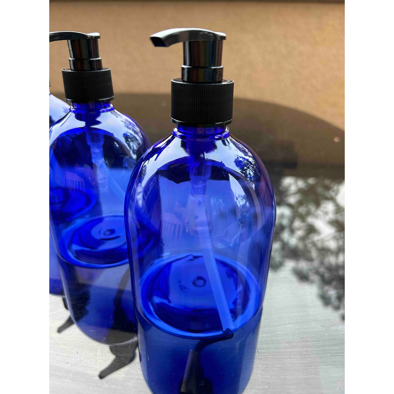 16 Oz Cobalt Blue Plastic Keeper Bottle With Pump  3 PCS 2